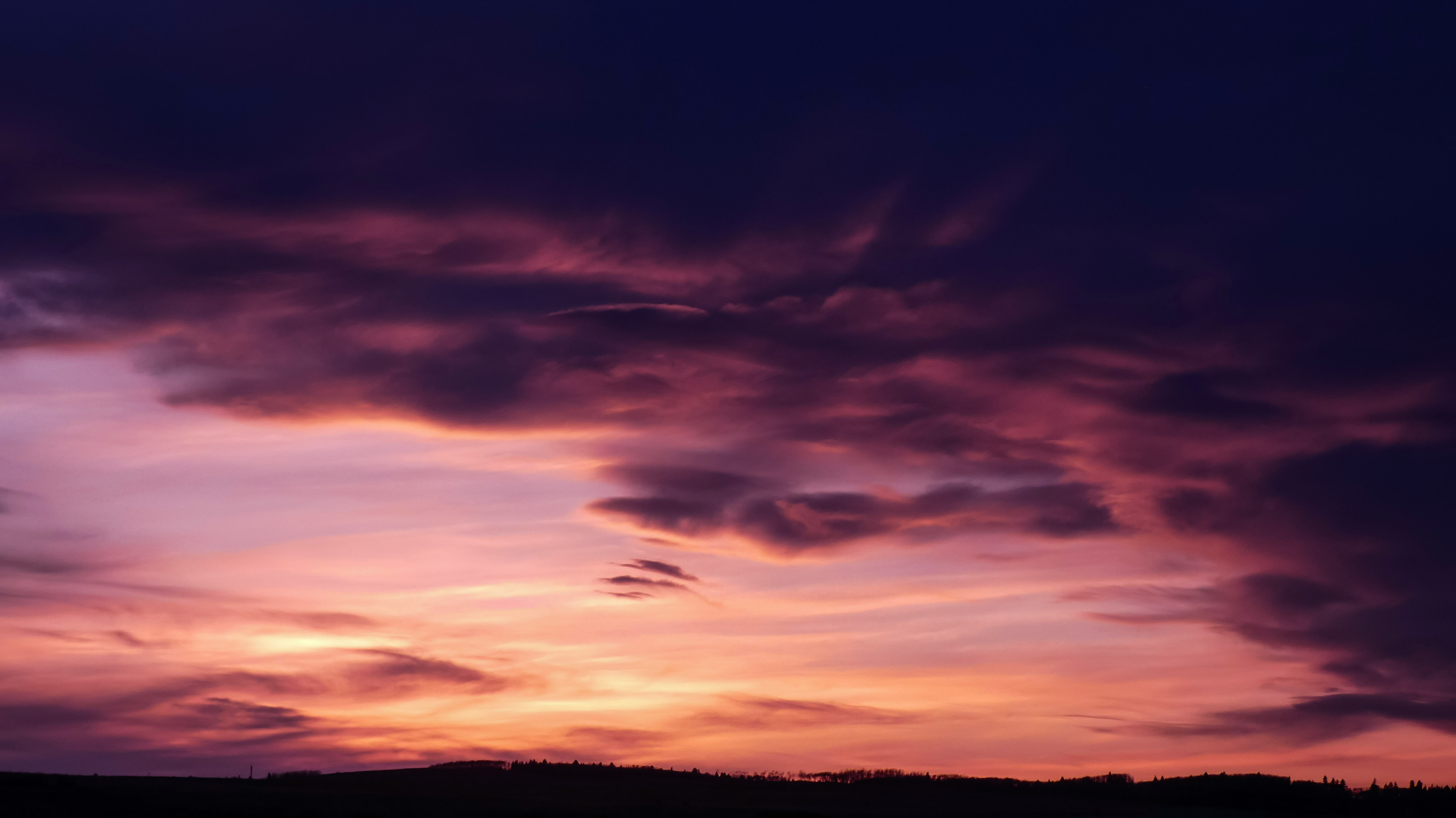 silhouette of trees under cloudy sky during sunset